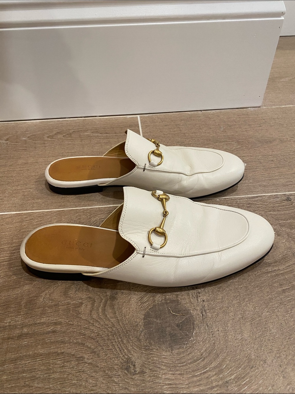 Gucci Cream Leather Horsebit Backless Mules